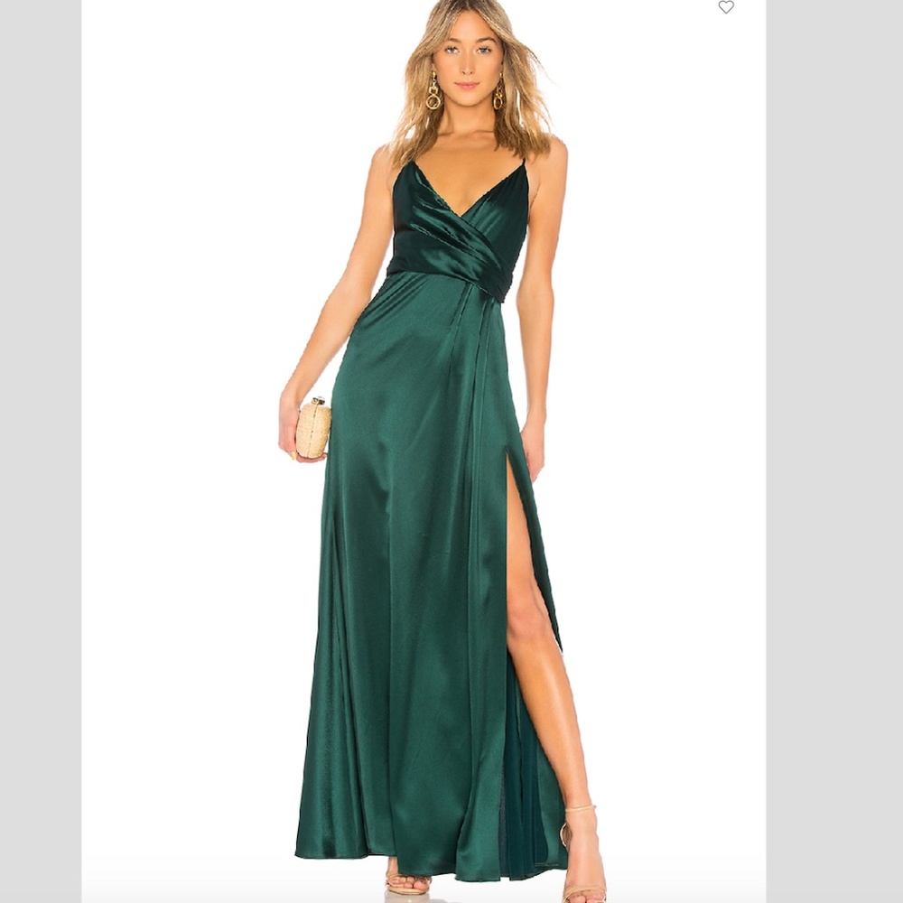 Jill Jill Stuart Wrap front Satin Slip Gown In Spruce